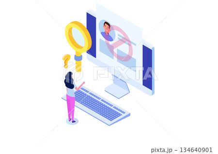 No user found concept. Isometric Vector illustrations for banner, website, landing page, flyer. 134640901