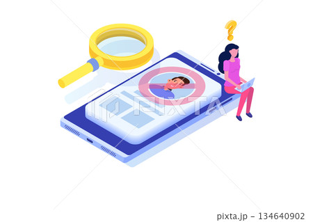 No user found concept. Isometric Vector illustrations for banner, website, landing page, flyer. No user found concept. Isometric Vector illustrations for banner, website, landing page, flyer. 134640902
