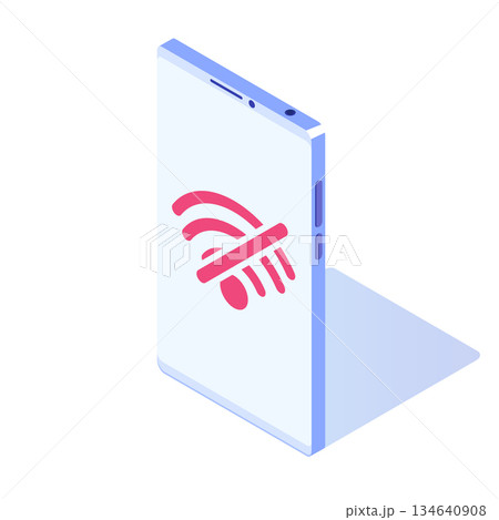 No wifi on smartphone vector isometric icon. Bad internet connection sign. 134640908