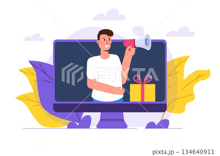 Offers referral gifts, online reward, digital referral program concept. Gift box vector illustration. Can use for template, web landing page, banner. Offers referral gifts, online reward, digital referral program concept. Gift box vector illustration. Can use for template, web landing page, banner. 134640911