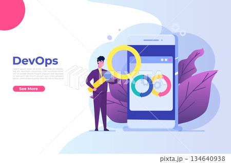Devops concept. Application development, building. API prototyping, programming and testing. Vector illustration Devops concept. Application development, building. API prototyping, programming and testing. Vector illustration 134640938