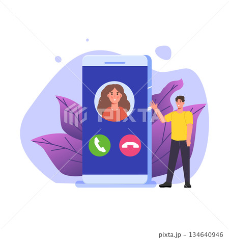 Dial number, connection concept. Flat style Vector illustration. 134640946