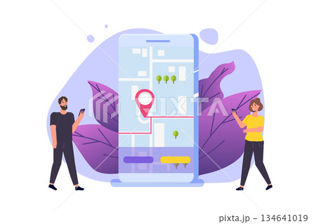 GPS Navigation app, search map concept. Vector illustration. GPS Navigation app, search map concept. Vector illustration. 134641019
