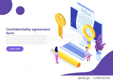 Legal restrictions, non-disclosure agreement contract or NDA icon. Isometric Vector illustration. Legal restrictions, non-disclosure agreement contract or NDA icon. Isometric Vector illustration. 134641036