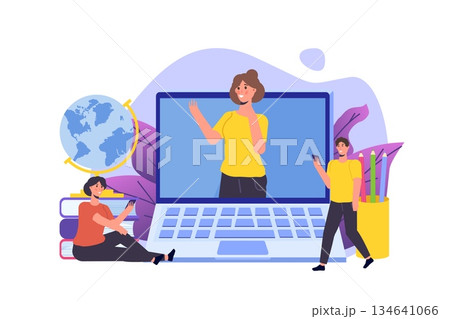 Distance learning, online education, video...のイラスト素材 [134641066] - PIXTA