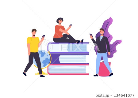 Distance learning, online education, video tutorials concepts. Vector illustration for website banner 134641077