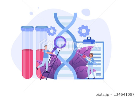 DNA test, Genetic testing, Lab research concept. Vector flat illustration 134641087