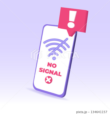 Mobile phone weak wifi signal. 3D Vector illustration. Mobile phone weak wifi signal. 3D Vector illustration. 134641157