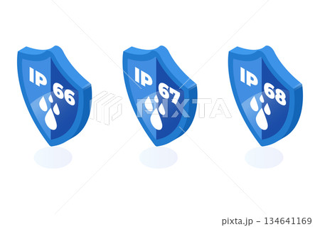 ip66, ip67, ip68 icon set. Vector illustration. 134641169
