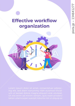 Effective workflow organization, teamwork process, deadlines respect, efficient workday concept. Vector illustration. 134641277