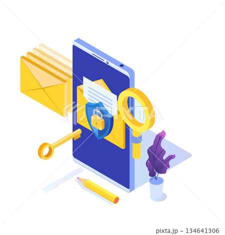 Protecting computer data, Email encryption...のイラスト素材 [134641306] - PIXTA