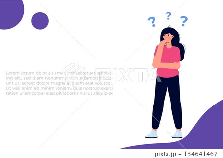 Female find solution, Problem solving concept. Vector illustration Female find solution, Problem solving concept. Vector illustration 134641467