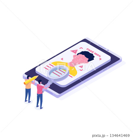 Deepfake, Deep face technology concept. Vector illustration. Deepfake, Deep face technology concept. Vector illustration. 134641469