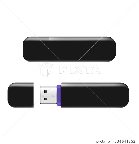 USB Memory Sticks Flash drive realistic isolated on the white background. Vector  illustration. 134641552
