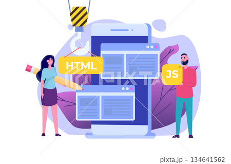 Programming Software or app , Web design and Front end development  concept.  Vector illustration. 134641562