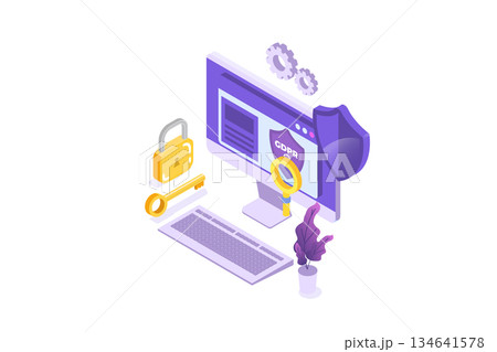 General Data Protection Regulation - GDPR isometric concept. Vector illustration. General Data Protection Regulation - GDPR isometric concept. Vector illustration. 134641578