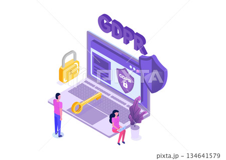 General Data Protection Regulation - GDPR isometric concept. Vector illustration. 134641579