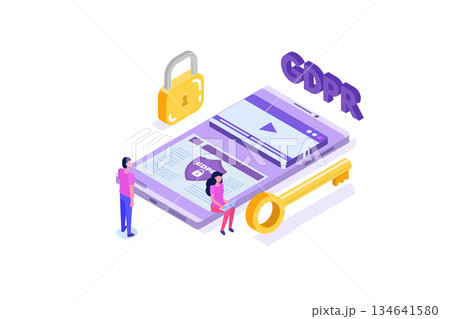 General Data Protection Regulation - GDPR isometric concept. Vector illustration. General Data Protection Regulation - GDPR isometric concept. Vector illustration. 134641580