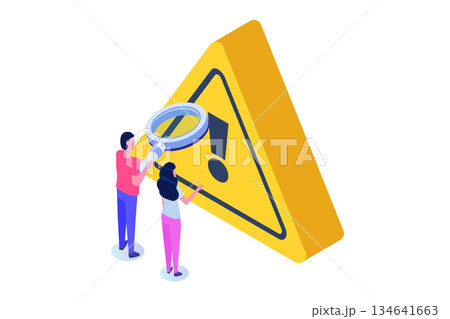 Identification of problems, risk analysis, ways to overcome or resolve problems concept. Vector illustration. 134641663