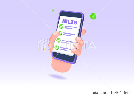 English Proficiency Test and Exam. IELTS International English Language Testing System. Vector illustration. English Proficiency Test and Exam. IELTS International English Language Testing System. Vector illustration. 134641665