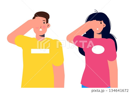 Ignore or avoid concept wiht characters. See no evil . Vector illustration. 134641672