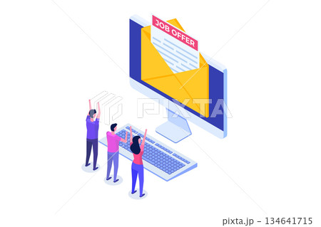 Job offer, start career concept. Isometric Vector illustrations for banner, website, landing page, flyer. 134641715