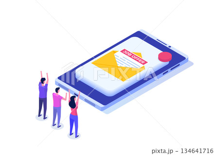 Job offer, start career concept. Isometric Vector illustrations for banner, website, landing page, flyer. Job offer, start career concept. Isometric Vector illustrations for banner, website, landing page, flyer. 134641716