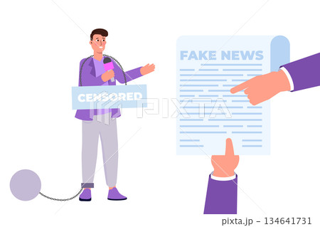 Lack of media freedom concept. Vector Illustration. 134641731