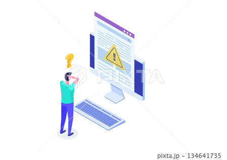 Malicious, suspicious hyperlinks concept. Isometric Vector illustrations for banner, website, landing page, flyer. Malicious, suspicious hyperlinks concept. Isometric Vector illustrations for banner, website, landing page, flyer. 134641735