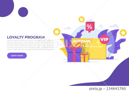 Discount, Loyalty card program and customer service. Vector illustration. Discount, Loyalty card program and customer service. Vector illustration. 134641760