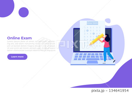 Online exam or testing, E-lerning,  Internet Quiz, Online education, test answer sheet concept. Vector illustration. 134641954