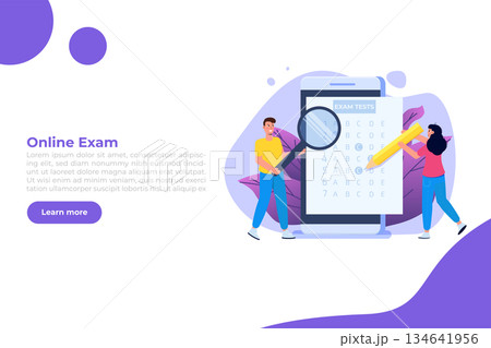 Online exam or testing, E-lerning, Internet Quiz, Online education, test answer sheet concept. Vector illustration. Online exam or testing, E-lerning, Internet Quiz, Online education, test answer sheet concept. Vector illustration. 134641956