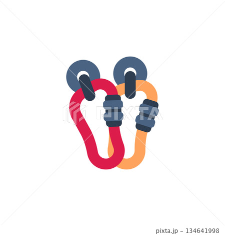 Carabiner vector icon. Adventure icon flat style. perfect use for logo, presentation, website, and more. modern icon design color style 134641998