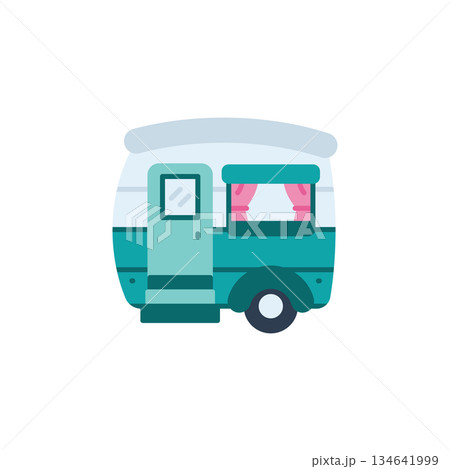 Caravan vector icon. Adventure icon flat style. perfect use for logo, presentation, website, and more. modern icon design color style Caravan vector icon. Adventure icon flat style. perfect use for logo, presentation, website, and more. modern icon design color style 134641999