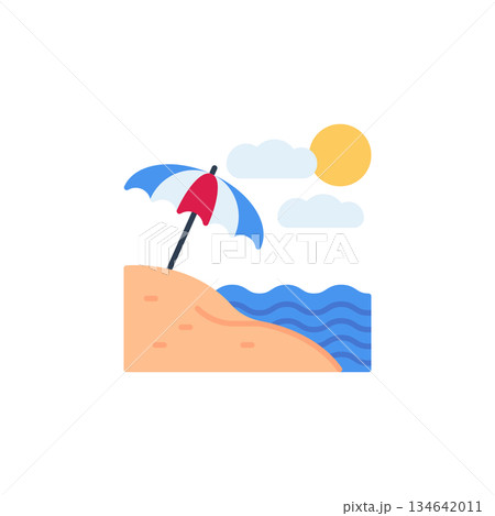 Beach vector icon. Adventure icon flat style. perfect use for logo, presentation, website, and more. modern icon design color style 134642011