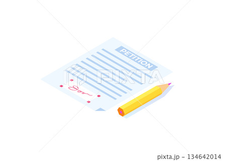 An appeal document or form. Petition online isometric concept. Vector illustration 134642014