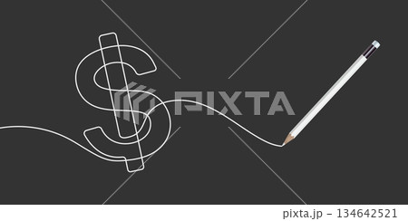 Dollar sign. American currency. Money saving . Capital gain . Vector illustration . 134642521