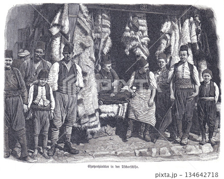 Sarajevo Market Vendors in the Caršiija Quarter: Traditional Clothing and Family Group Scene Sarajevo Market Vendors in the Caršiija Quarter: Traditional Clothing and Family Group Scene 134642718