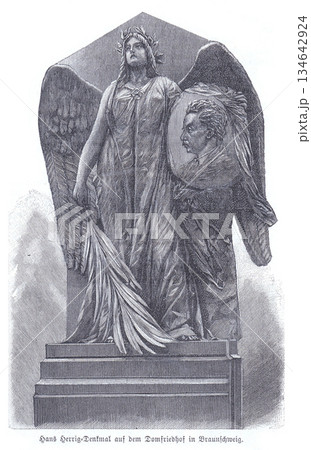 Hans Herrig Memorial Angel Statue at Domfriedhof Braunschweig, A Reverent Cemetery Monument Hans Herrig Memorial Angel Statue at Domfriedhof Braunschweig, A Reverent Cemetery Monument 134642924