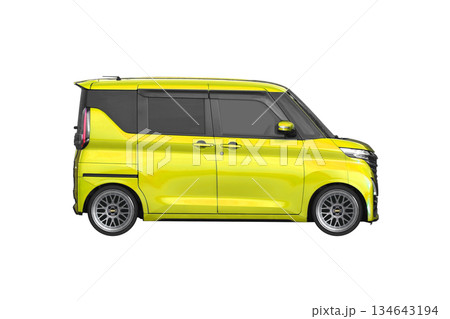 約30mmローダウンで17インチ社外ホイールを履いた軽乗用車（縮尺：XLサイズで1px＝約1mm） 134643194