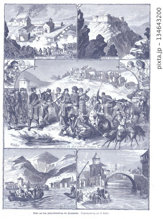 Historic Scenes Of Refugees At The Austrian Border During War And Fortifications 134643200