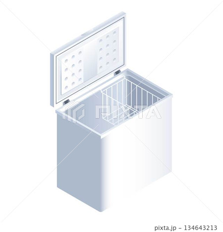 White freezer icon, isometric style White freezer icon, isometric style 134643213