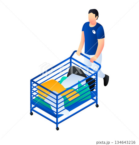 Dirty clothes cart icon, isometric style 134643216