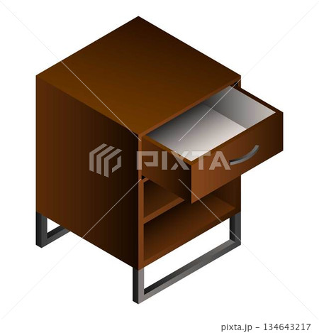 Wood nightstand icon, isometric style 134643217