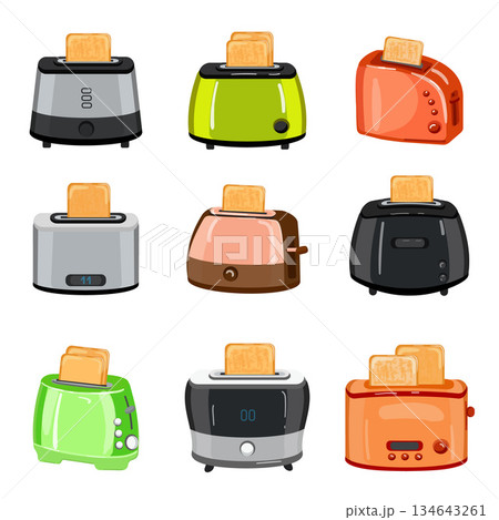 Toaster icon cartoon vector. Kitchen toast Toaster icon cartoon vector. Kitchen toast 134643261