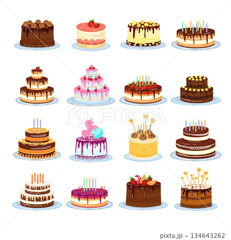 Cake birthday icon cartoon vector. Happy fun Cake birthday icon cartoon vector. Happy fun 134643262