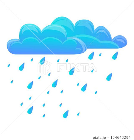 Rainy cloud icon, cartoon style 134643294