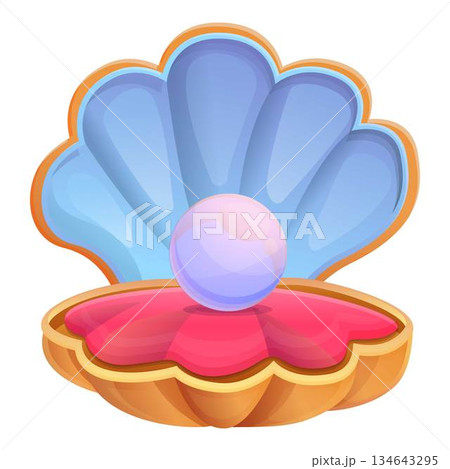 Ocean pearl shell icon, cartoon style 134643295