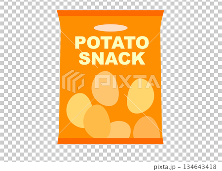 Illustration of a bag of potato snacks Illustration of a bag of potato snacks 134643418