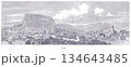 Mostar Cityscape With Bijeli Brijeg Mountain: Historic Town Sketch and River Setting 134643485